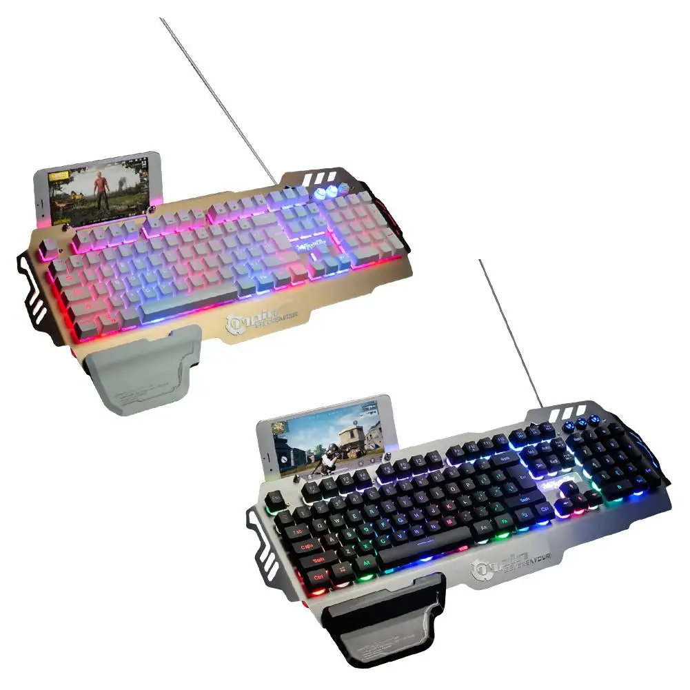 Goedkoop 2018 Nieuwe Collectie Metalen Toetsenbord Kantoor Toetsenbord Voor Spel Toetsenbord Met Kleurrijke Verlichting Dropship 9.11
