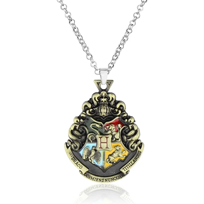 Знак школы Хогвартс ожерелье Гриффиндор Слизерин Ravenclaw значок с эмблемой пуффендуй булавка Макси массивное ожерелье фанатов сувенир подарки - Окраска металла: bronze