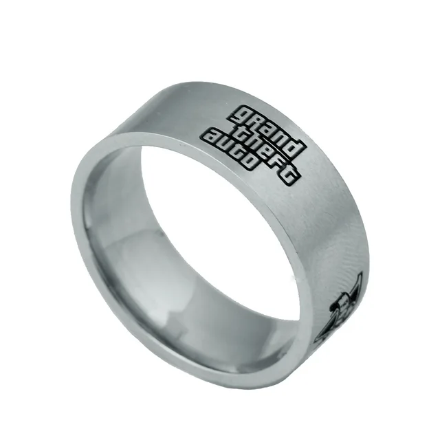 PS4 GTA 5 Rings Game Grand Theft Auto 5 Stainless Steel Metal Ring Men