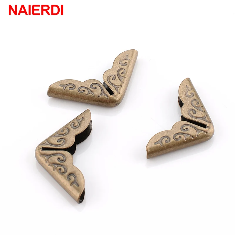 NAIERDI 24pcs 15x15x3mm Antique Brass Metal Book Scrapbooking Notebook Albums Menus Folders Corner Protectors Bronze Tone free shipping 50pcs antique bronze pattern carved metal corner albums menus folders corner protectors 35mmx26mm j1311