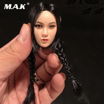 

1/6 Scale Head play Asian Girl Head Accessory Suntan Asian Female Headsculpt With Double Braid Fit 12" Figure Body