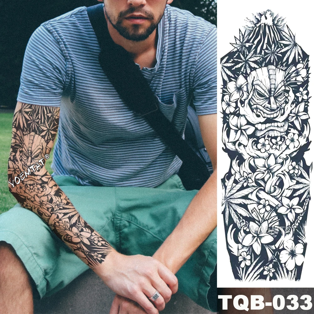 New 1 Piece Temporary Tattoo Sticker Volcanic Tropical Island Style Tattoo Arm Body Art Big Sleeve Large Fake Tattoo Sticke Temporary Tattoos Aliexpress