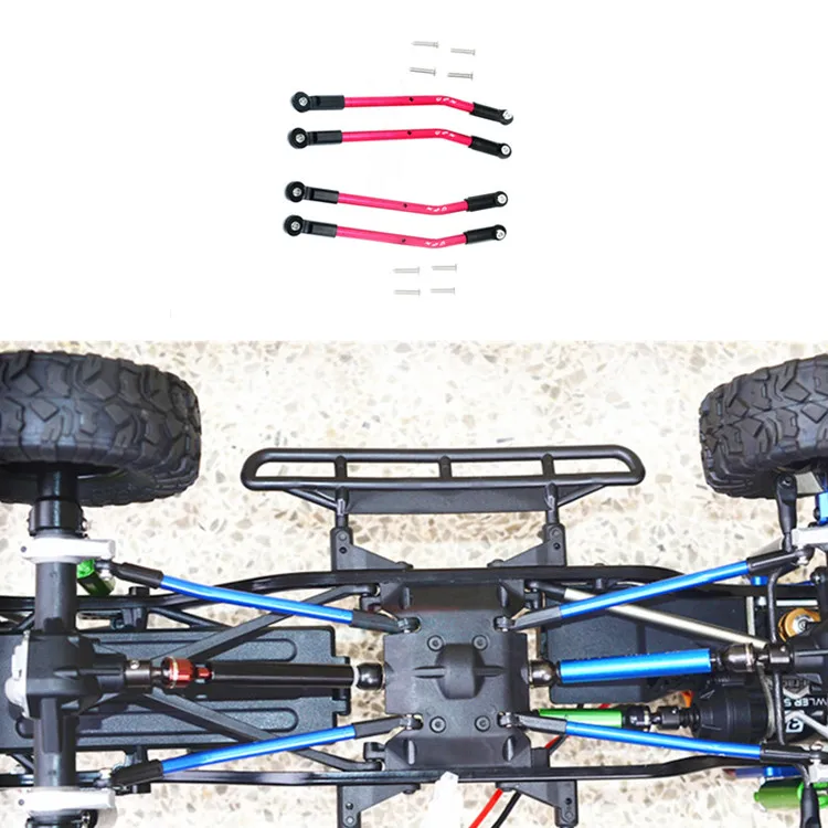 8-Piece Aluminum Linkage Rod Set For Axial Wraith 1/10 RC Truck - Red Type B