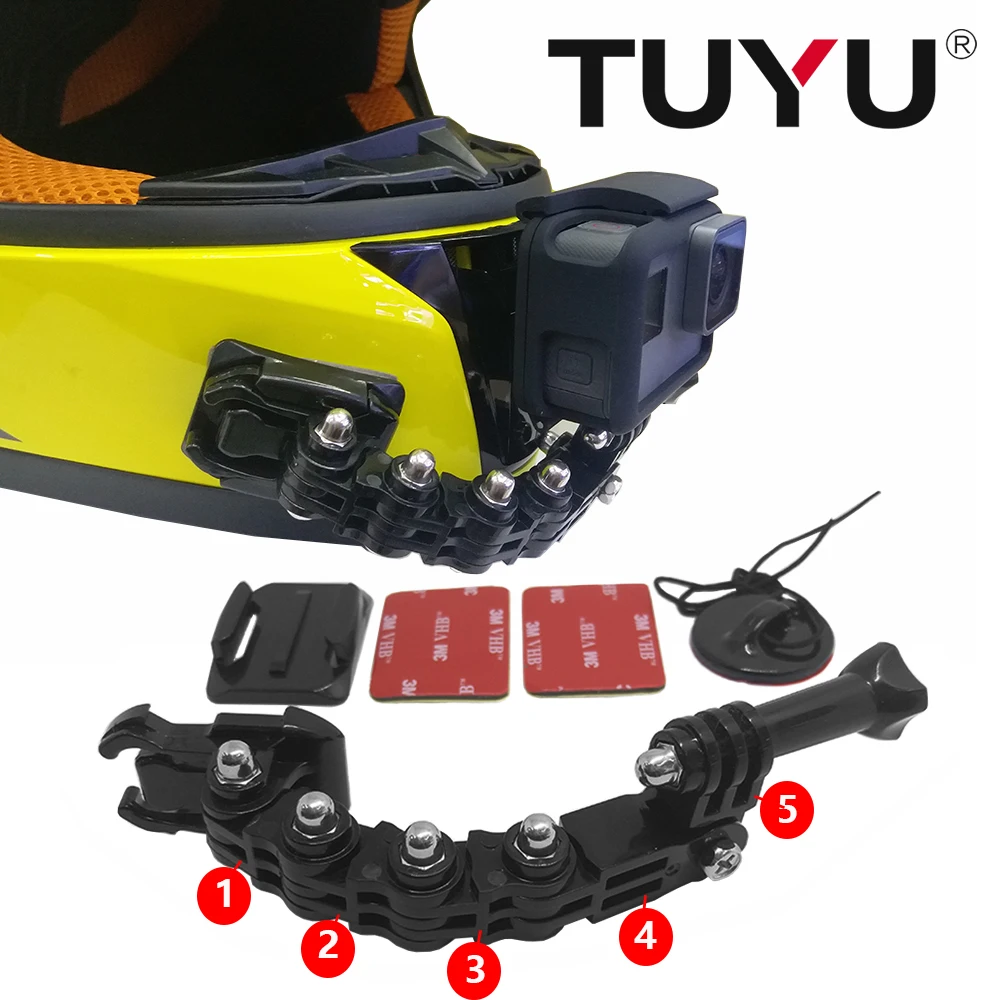 

TUYU Helmet Camera Accessories Motorcycle Helmet Bracket Bicycle Adjustable Buckle for Go Pro Hero 6 5 SJ4000 EKEN H9 xiaomi Yi