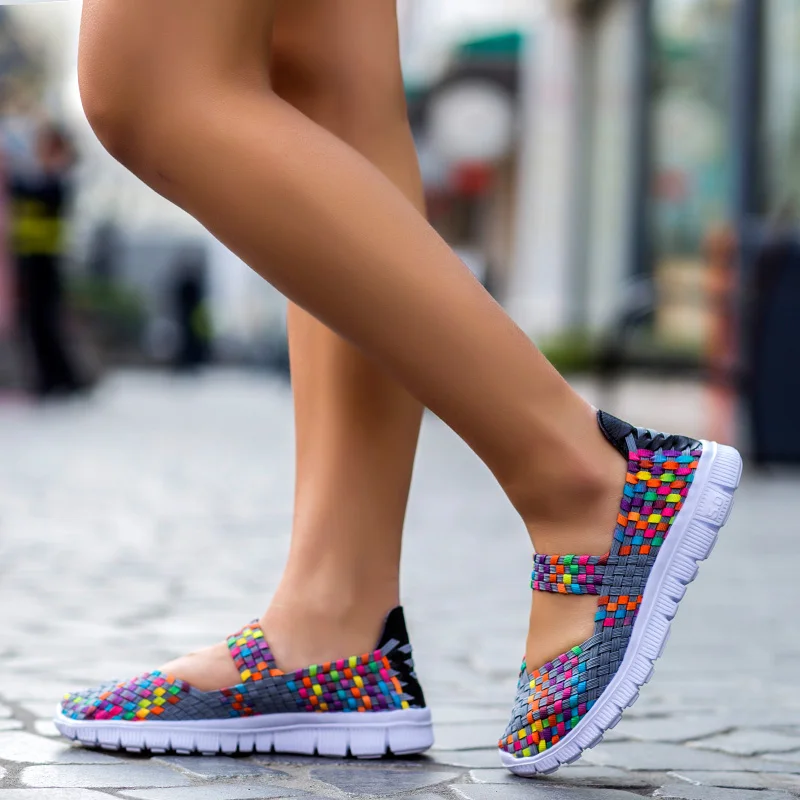 

Fashion Women Woven Shoes Woman Sneakers Mesh Breathable Trainers Soft Sole Ladies Casual Shoes Flats Loafers Dropshipping