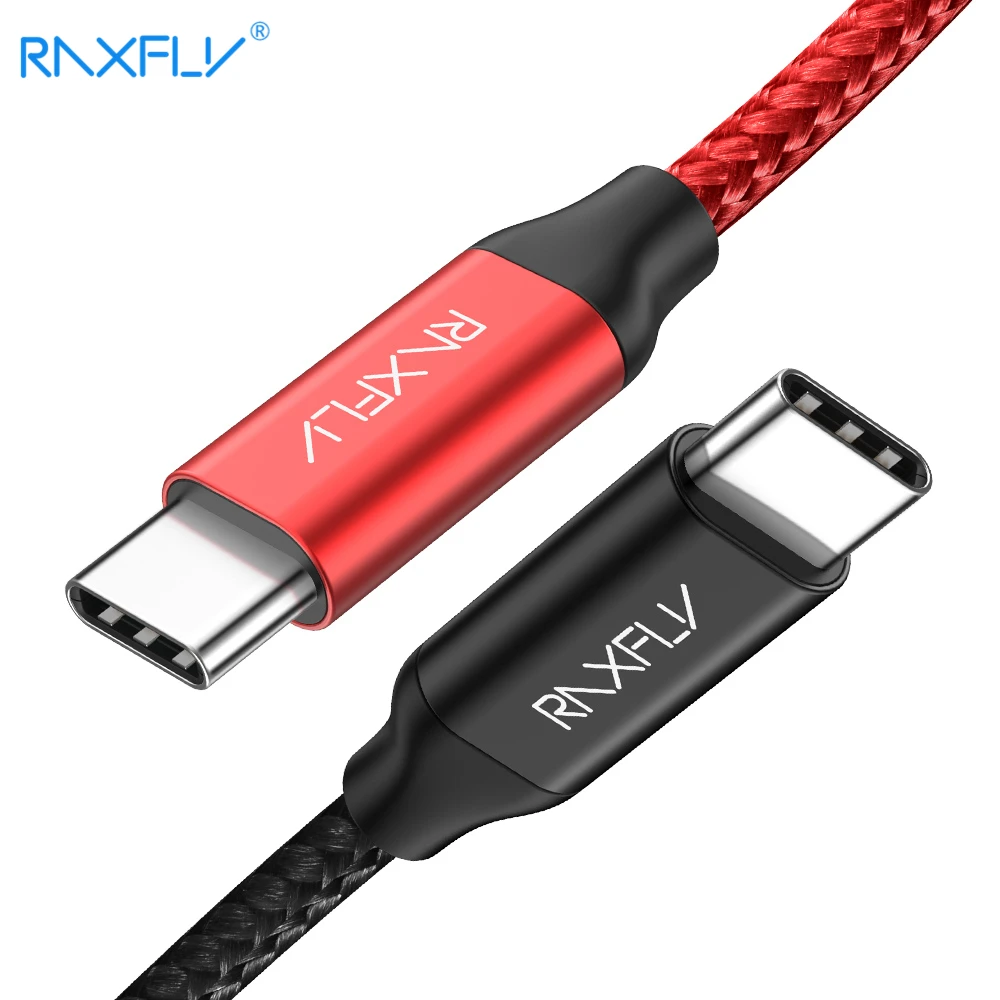 

RAXFLY USB Type C to Type C Cable For Samsung S9 S10 Plus Support 2.4A Quick Charging Cable For Huawei P30 USB C To USB C Cables