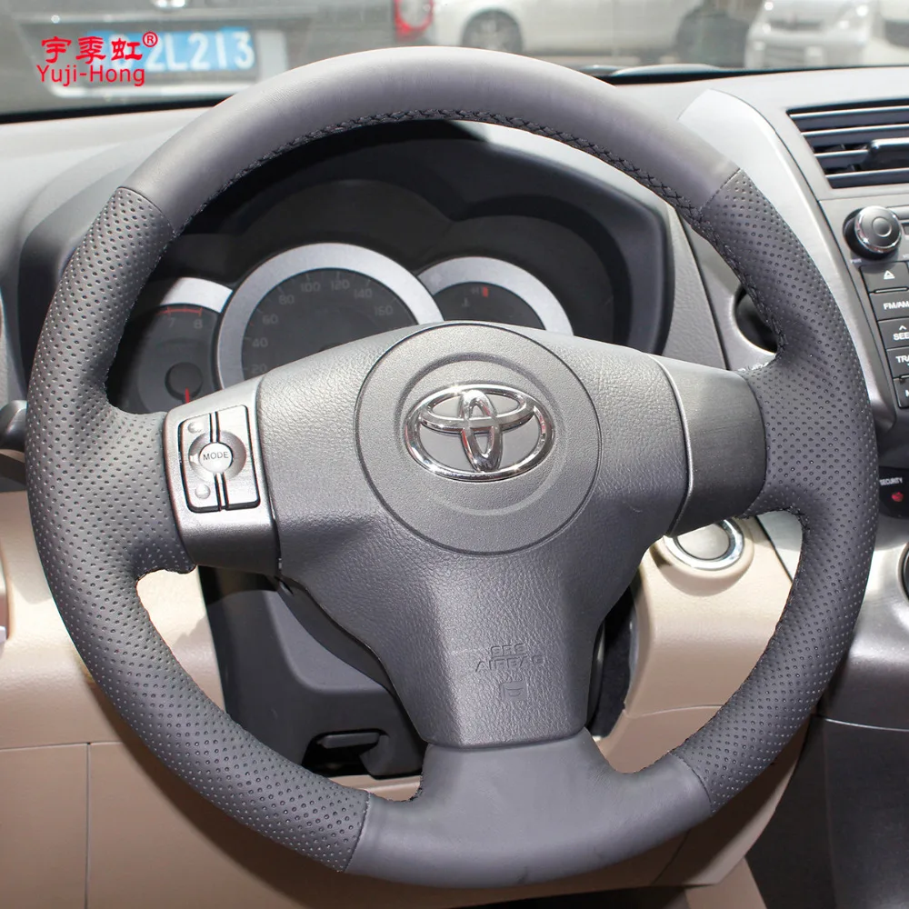 Yuji-Hong Чехлы для рулевого управления автомобиля чехол для Toyota Yaris Vios 2008-2013 RAV4 2009-2010 ручной работы сшитый подлинный верхний слой из коровьей кожи