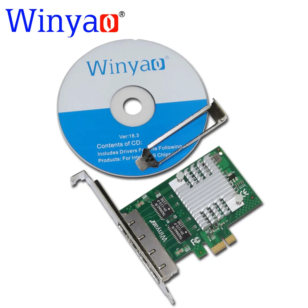 Winyao E350T4 PCI-E X1 четырехъядерный порт 10/100/1000 Мбит/с гигабитная Ethernet Сетевая карта