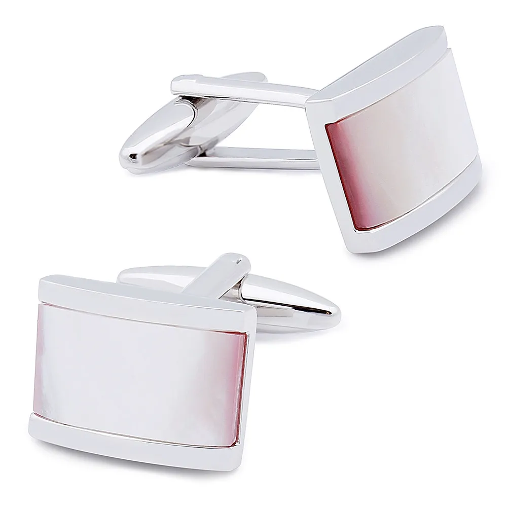 

HAWSON Pink Stone Cufflinks with Free Gift Box Mother Of Pearl Cuff Link Wedding Man Suit Button