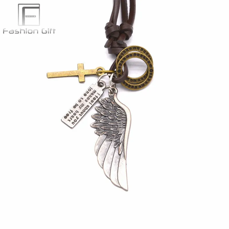Fgifter, военная собачья бирка, ожерелье для мужчин, крутые армейские украшения, регулируемый кожаный чокер с цепочкой, мужское ожерелье s - Окраска металла: Покрытие антикварной медью