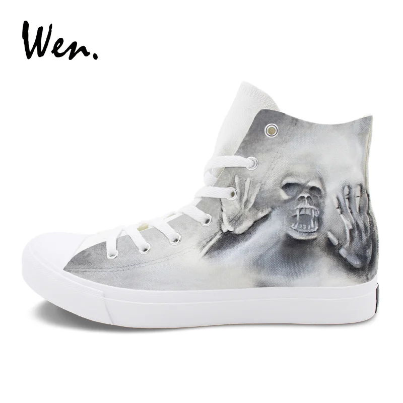 

Wen Cool Skull Zombie Style Hand Painted Shoes Canvas Graffiti Painting Sneaker for Men Women Original High Top Shoes Plimsolls