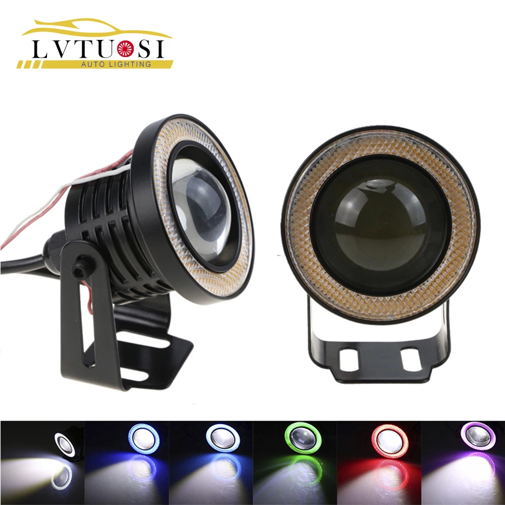 Lvtusi 2 шт. высокое Мощность 2,5/3,0/3," универсальный проектор светодиодный светильник w/синий/зеленый/красный/белый COB Halo Ангел глаз кольца BE