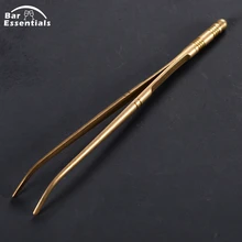 1 шт. 18 см золотой Изогнутый пинцет щипцы с удобной ребристой ручкой, для медицины, красоты, приготовления пищи, аксессуары для кухонного бара