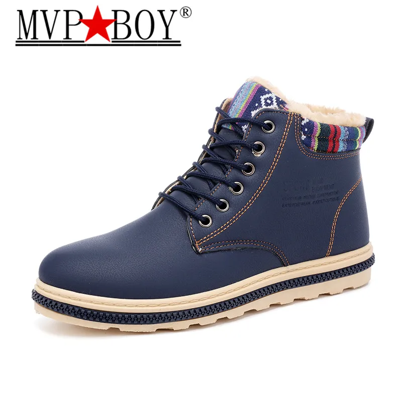 

MVP BOY Short Soft Plush Men's High Top Sneakers Winter Warm Fur Students Flats Snow Boots Male Anti-slip Outdoor Shoes Footwear