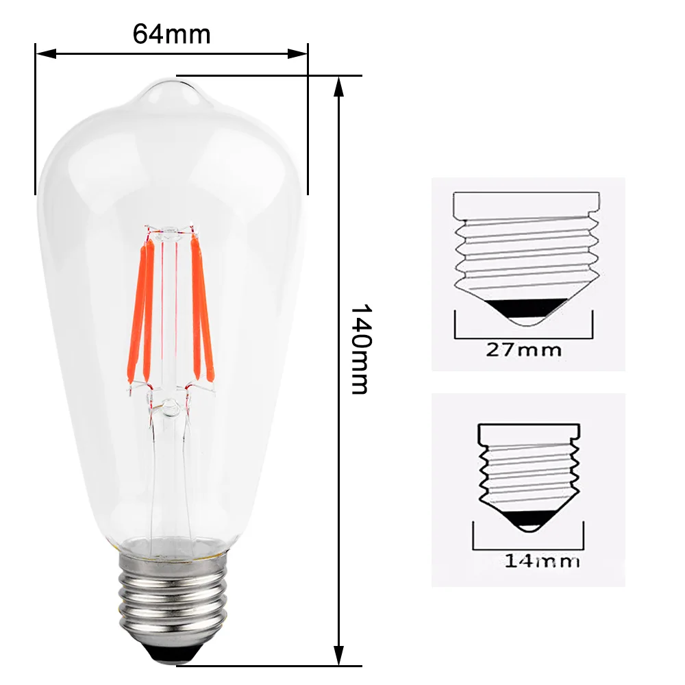 GLSZ Edison ЛАМПЫ 4 Вт светодиодный лампы E27 ST64 лампа накаливания Эдисона 220V Промышленный Настенный декор Винтаж подвесной светильник в стиле ретро лампа для Гостиная