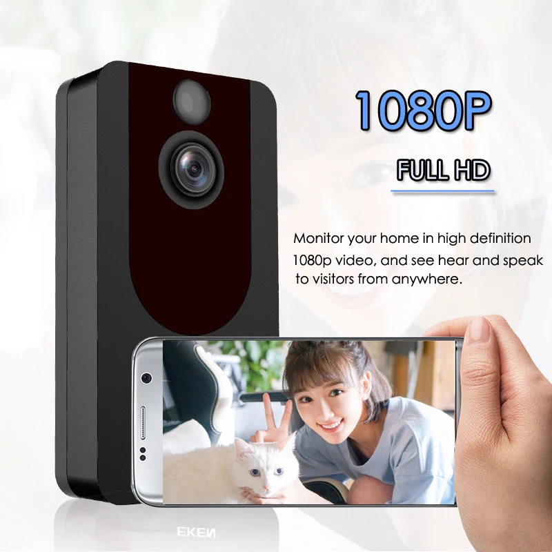 Eken V7 HD 1080P смарт WiFi видео дверной звонок камера визуальный домофон ночное видение IP дверной звонок беспроводная камера безопасности