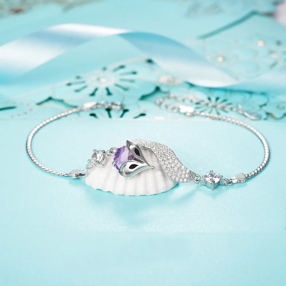 

Tuliper Fox Animal Chain Bracelet 925 Sterling Silver Cubic Zircon Bracelet For Women Party Jewelry Gift Silver Tone