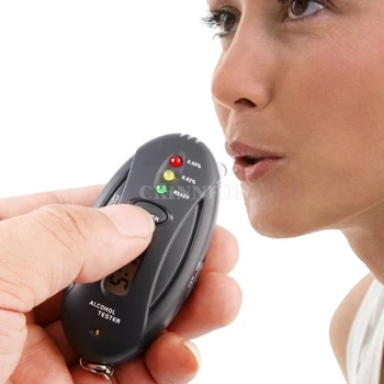 

DHL 200pcs Mini Flashlight Led Keychain Alcohol Breathalyzer Parking Gadgets Digital Alcohol Tester with Lcd Clock