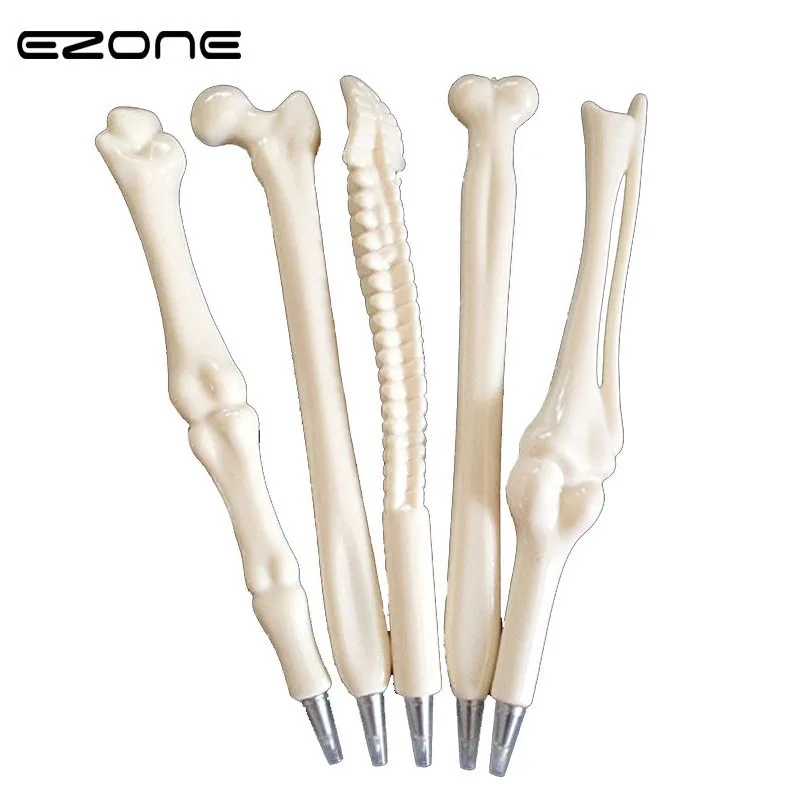 

EZONE 1PC White Bone Shape Ballpoint Pens 5 Shape Students Writing Supply New Creative Gift Novelty School Office Stationery