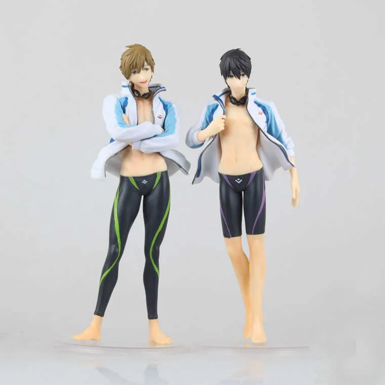 

Free Shipping 9" FREE! Anime Tachibana Makoto & Nanase Haruka Boxed 23cm PVC Action Figure Collection Model Doll Toy Gift