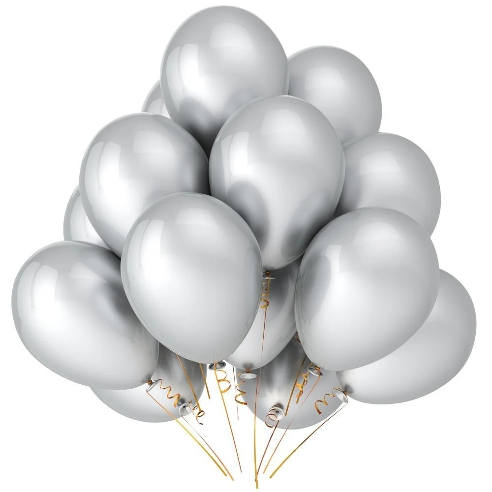

10pcs/lot Silver Latex Balloon Inflatable Wedding Decorations Air Ball Happy Birthday Party Supplies Balloons