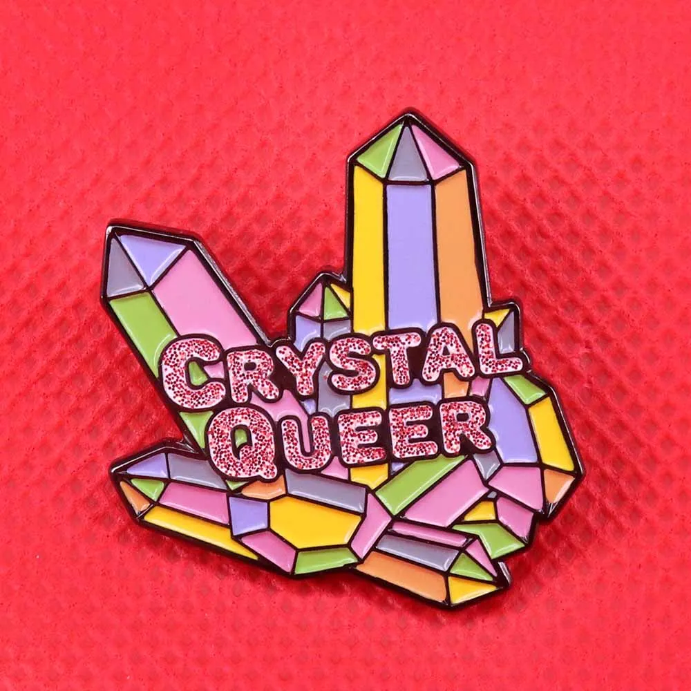 Кристалл queer Эмаль Булавка кварц кластер брошь ЛГБТ телефон значок Милая