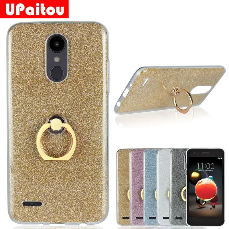 UPaitou чехол с блестками для LG Aristo 2 задняя крышка подставка кольцо держатель мягкий