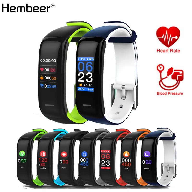 Hembeer H1 плюс смарт-браслет самый точный пульсометр крови Давление Фитнес часы Красочные Сенсорный экран для телефона