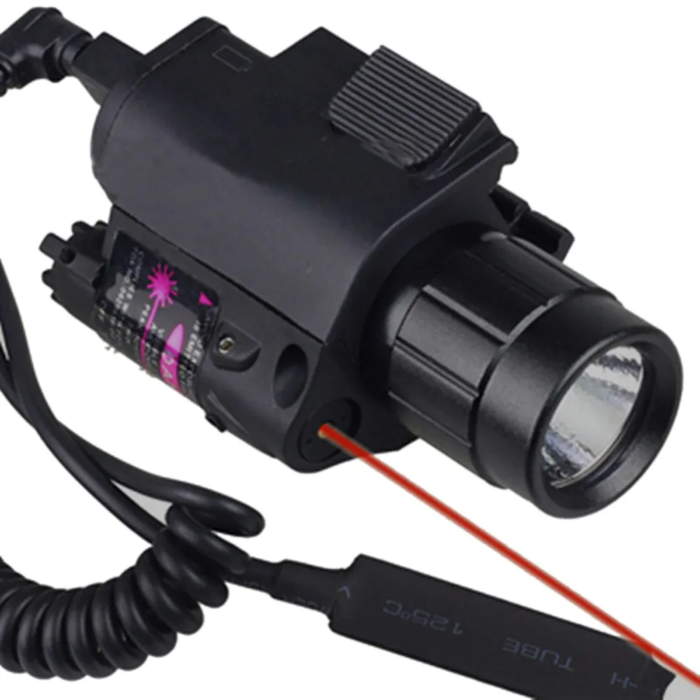 

2017 NEW 2 in 1 CREE Q5 LED Tactical Insight 300 Lumen Red Laser Flashlight Sight Combo For Pistol Gun 3 Modes For 2X3V CR123A