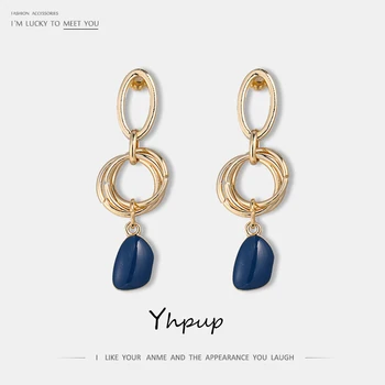 

Yhpup Fashion Elegant Copper Enamel Dangle Drop Earrings Geometric Metal Earrings For Women Party Jewelry oorbellen 2020