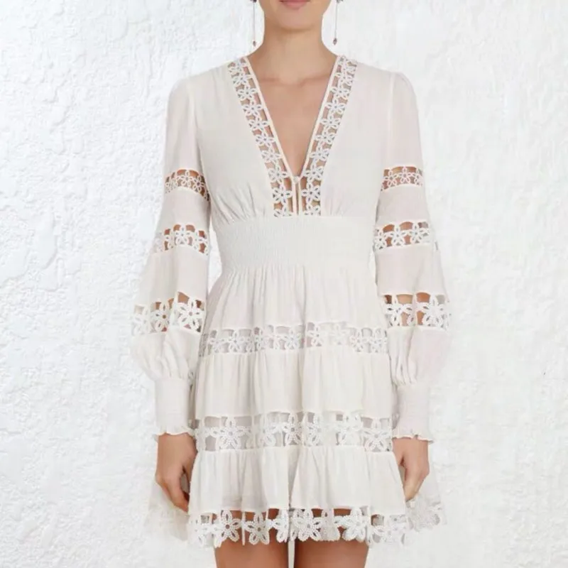 

2019 New Runway brand Self Portrait high quality Ladies Party Dress Women flower V-neck dress holiday Dresses vestidos robes