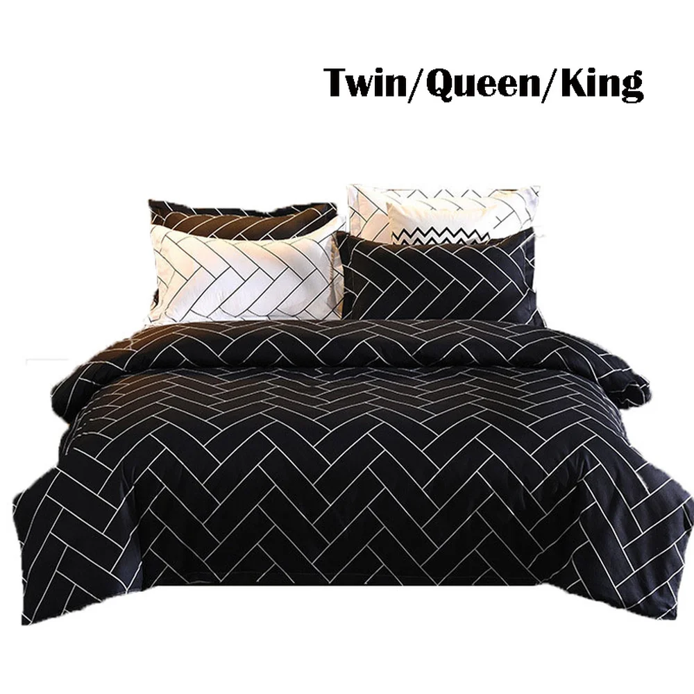 

3/4Pcs Nordic Minimalism Duvet Cover Set Black White Geometric Bedding Set Comforter Polyester Duvet Sets