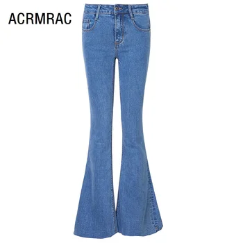 

Women jeans Slim spring Autumn Boot Cut Pants elastic force Solid color Mid waist Full Length jeans Woman