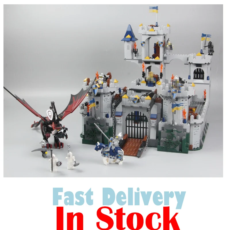 

Lepin 16017 Fantasy Era King Castle Siege Dungeon Dragon Knights Skeletons Building Blocks Bricks Toys For Kids Compatible 7094