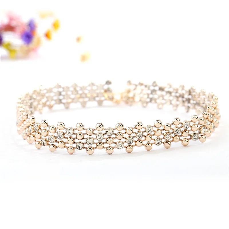 Rhinestone choker necklace Champagne 