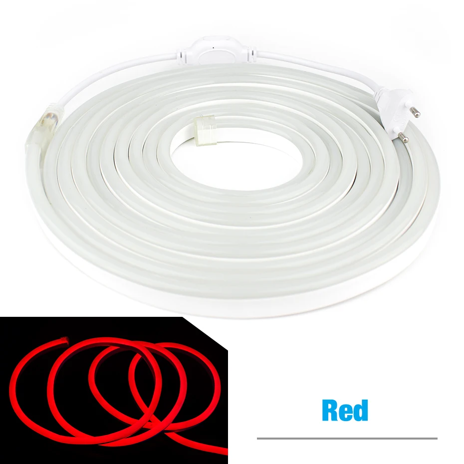 cheap 1M 20M Neon Light Rope Tube 220V LED Strip Flexible Light 120leds meter Waterproof Led Tape LED Light for Dance Party Decor Car