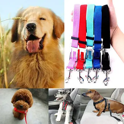 

Random Color Adjustable Pet Dog Harnesses Seat Belt Lead Restraint Strap Car Safety Travel Collars