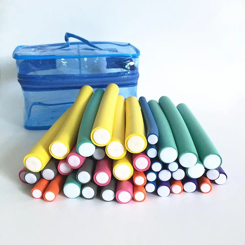 

Hot 42Pcs/Set Magic Rubber Hair Rollers Curler Flexible Curling Rods Bendy Tools