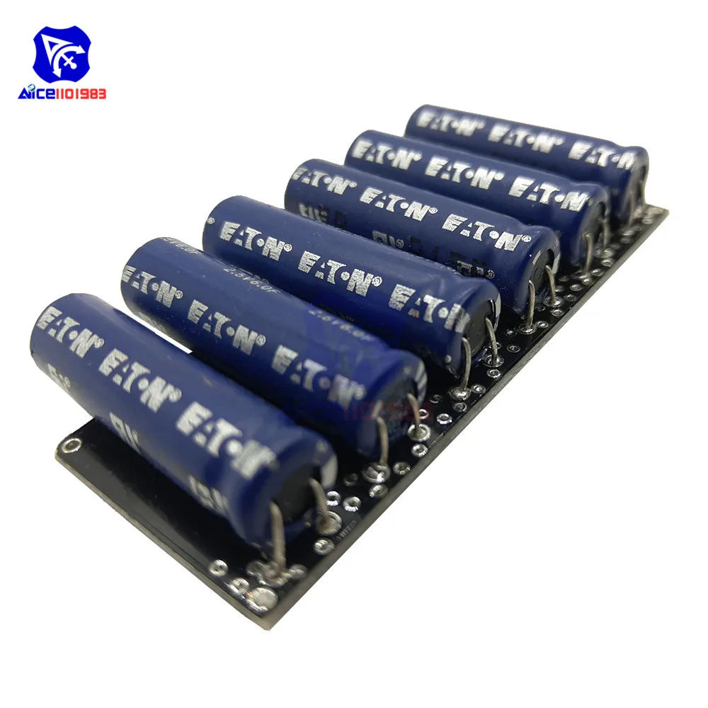 

Super Farad Capacitors 6PCS/Set 2.5V 6F Super Capacitor with Protection Board Single Row 15V 1F Farad Capacitor for Car