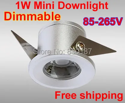 

50 pcs/lot Dimmable 1W mini LED Downlight light Mini Jewelry Lamp Cabinet Spot Light Bookcase Lights