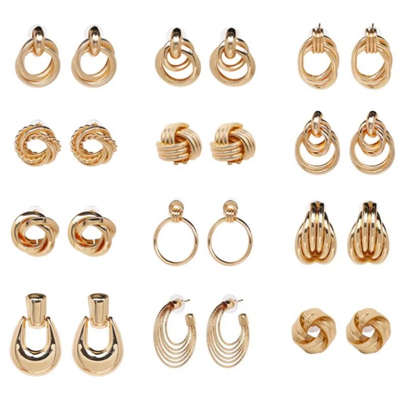 

JURAN Irregular Gold Color Metal Drop Earrings Fashion Punk Statement Earrings Women Dangle Earrings Party Vintage Jewelry Gift