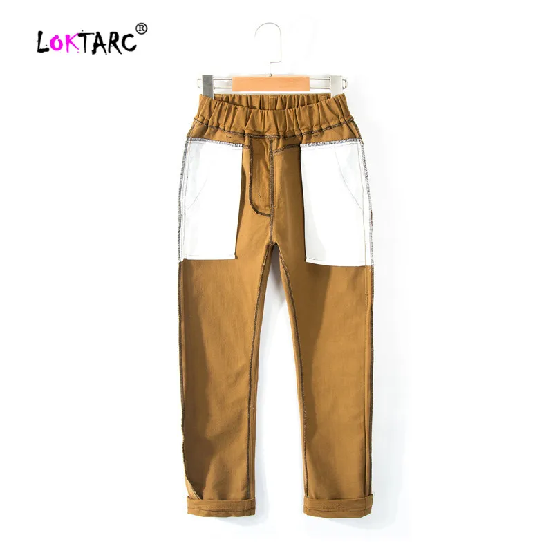 LOKTARC/штаны для малышей; эластичные повседневные брюки для мальчиков; Прямые детские брюки с рисунком; Детские прямые брюки цвета хаки