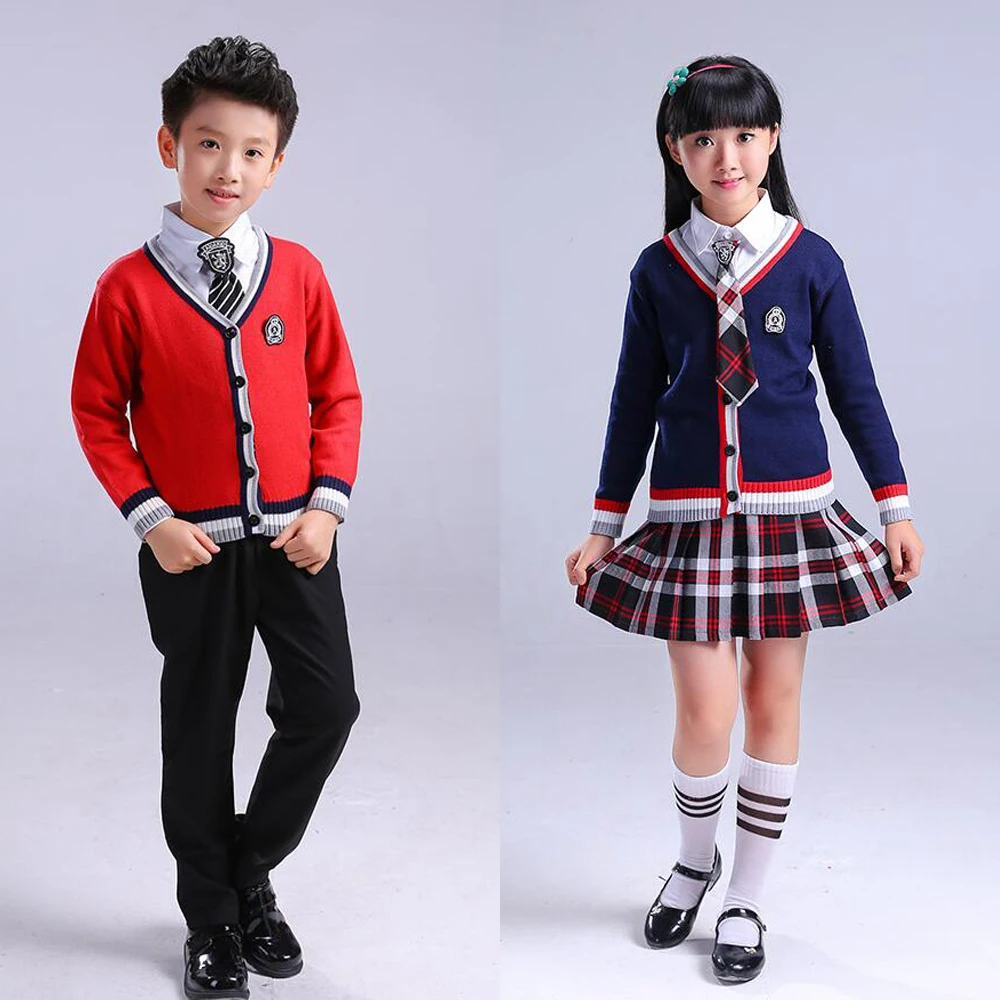 Детей японский Корейская школьная форма для мальчиков и девочек темно-Стиль Топы Шорты-юбки галстук дети студент летняя одежда наряды