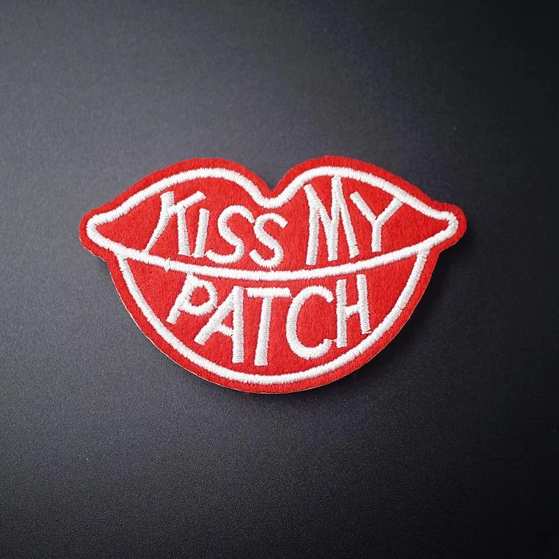 

KISS MY PATCH (Size:4.3x7.3cm) Iron On Patch Sewing On Embroidered Applique Sewing Clothes Stickers Garment Apparel Accessories