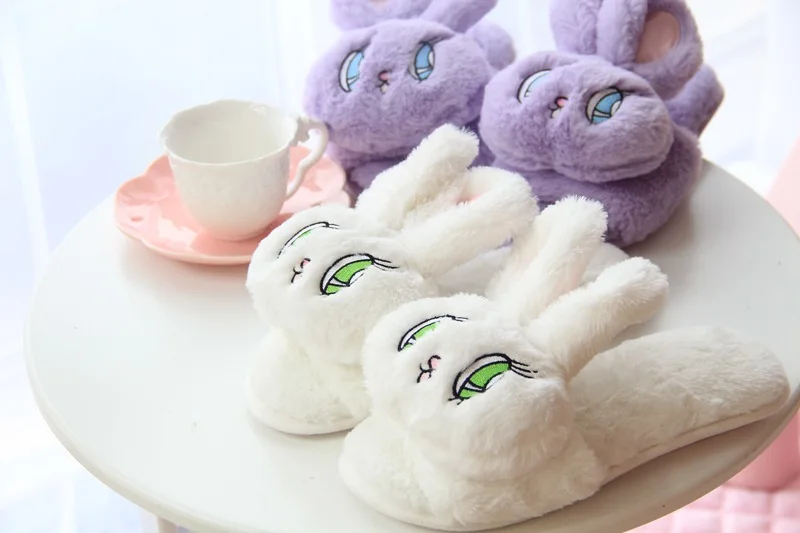 HUANQIU Autumn And Winter Plush Slippers Cartoon Home Cotton Slippers Elk Off-the-slip Slippers wyq96