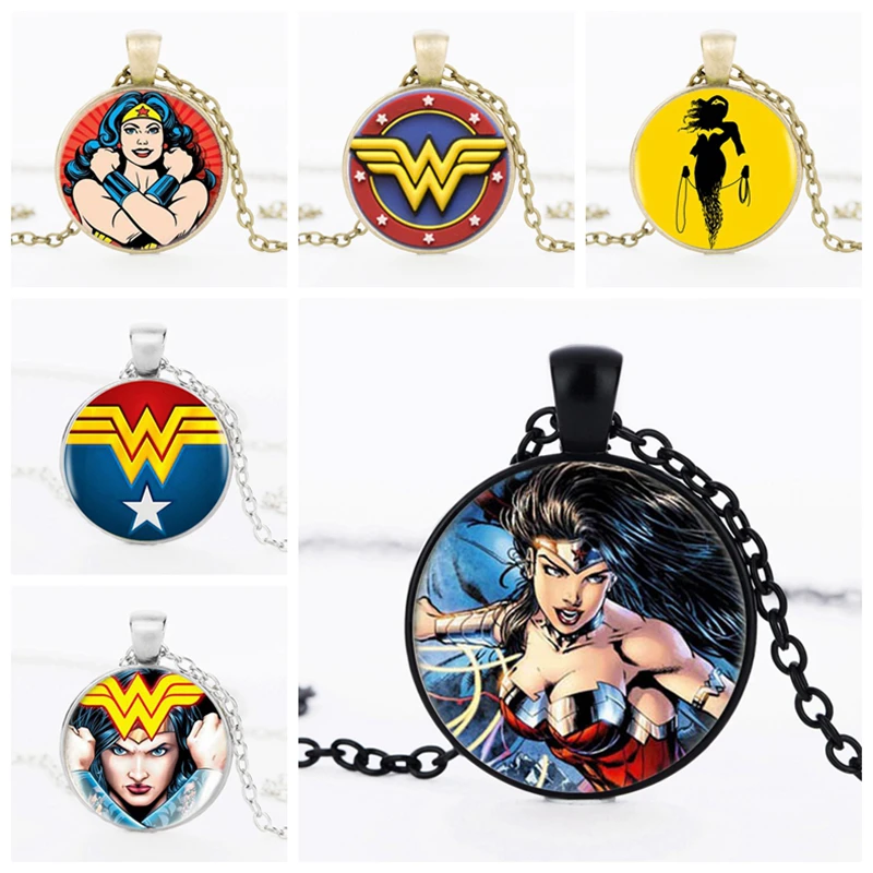 

2017 Wonder Woman Necklace choker Jewelry Super Hero Personalized Picture Pendant Comic Fandom Accessories Best Friend HZ1