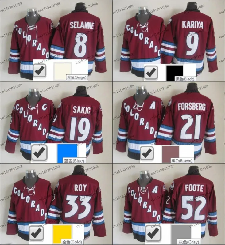 100 Stitched Colorado Avalanche Jersey 8 9 19 Teemu Selanne Throwback Jersey 2001 2007