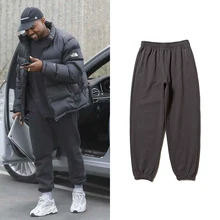Kanye винтажные городская уличная Спортивные штаны серые Greem тренировочные штаны цвета хаки Брюки мужские и женские Кардашьян такие же Свободные повседневные брюки