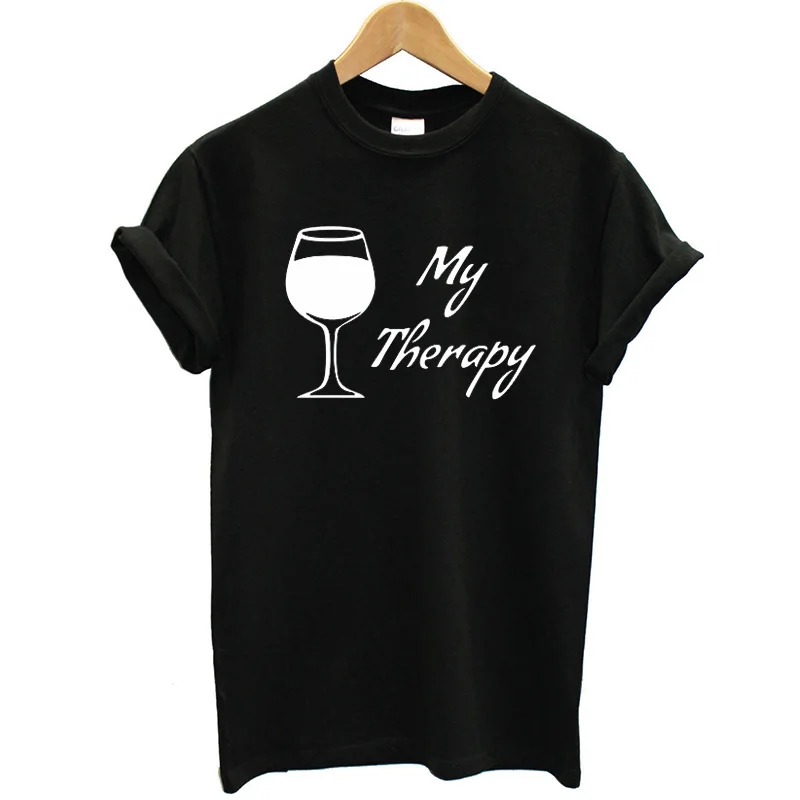 Модная женская футболка с принтом вина, короткий рукав, круглый вырез, летние топы размера плюс, футболки с графическим принтом, женская повседневная одежда, бренд - Цвет: G110-Black