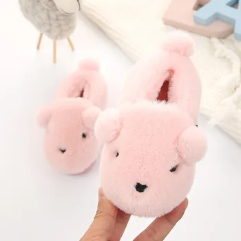 

Winter Children Slippers Kids Baby Boys Home Cotton Slippers Girls Non-slip Indoors Shoes Child Warming Velvet Home Slippers